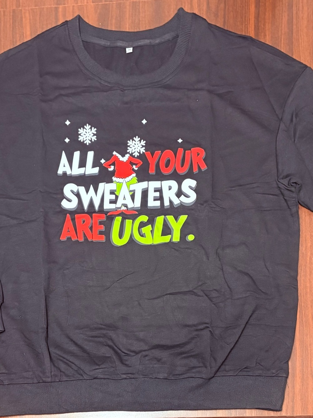 Men's Black Crewneck Graphic Sweater - 'All Your Sweaters Are Ugly'